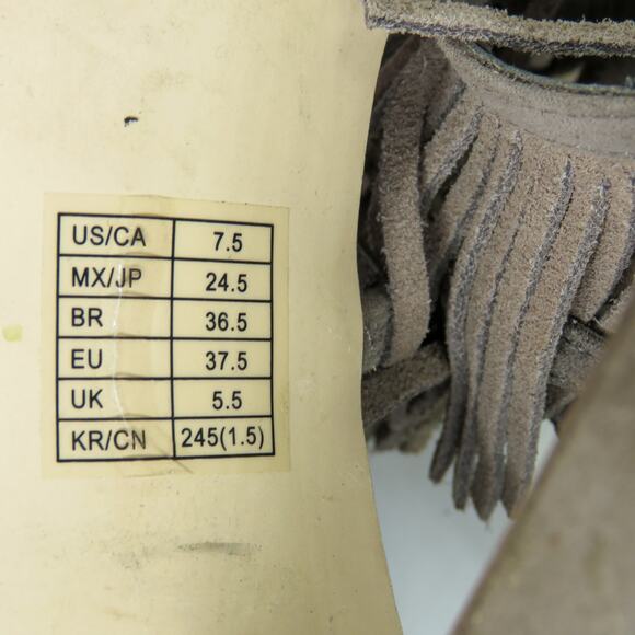 Forever 21 Taupe Suede Fringe Tiered Tassel Heels Size 7.5 Stiletto - Picture 10 of 12